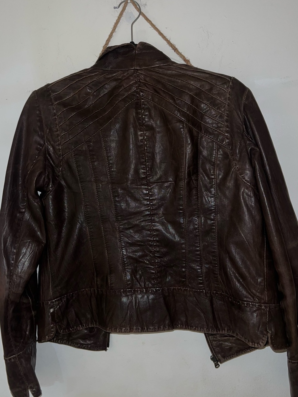 Guess Dark Brown Leather Moto Jacket